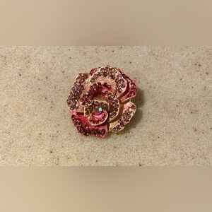 Pink Crystal Rose Brooch Pin - Women's Jewelry